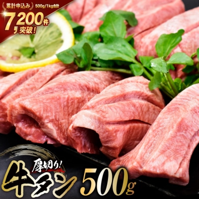 牛タン 三陸岩井崎の塩を使用 厚切り 牛タンスライス 500g [20565834]
