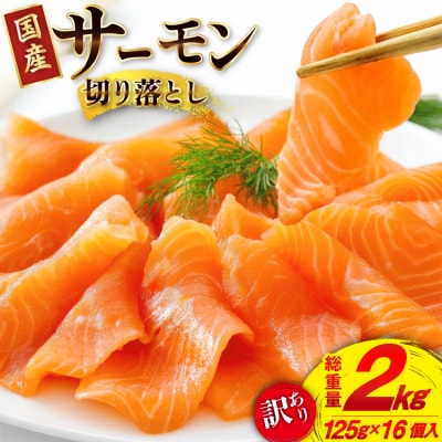訳あり 国産 サーモン 切り落し おさしみ用 125g×16p 計2kg [20565986]