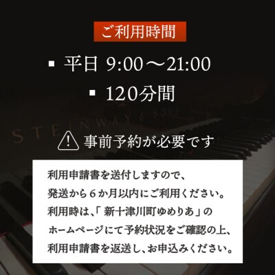 スタインウェイピアノ試弾券(120分)　※平日限定(午前9時～午後9時)