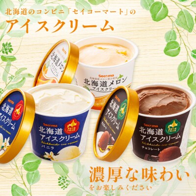 【定期便:3回】Secoma アイスクリーム3種セット(バニラ・メロン・チョコレート)