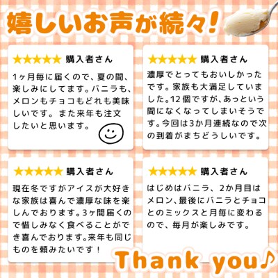 【定期便:3回】Secoma アイスクリーム3種セット(バニラ・メロン・チョコレート)