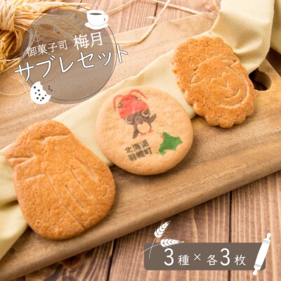 御菓子司梅月サブレセット(3種×各3枚)