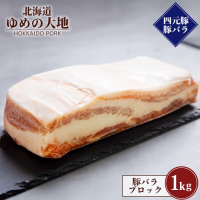 【北海道ブランド豚】「ゆめの大地」 豚バラブロック 1kg