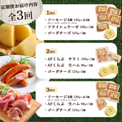 【定期便:全3回】チーズ・ハム・ソーセージ 北海道 AFくらぶ 8種よくばりセット