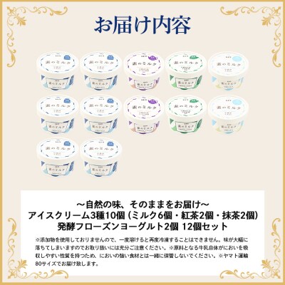 アイスクリーム10個(ミルク・紅茶・抹茶の3種)とフローズンヨーグルト×2個セット