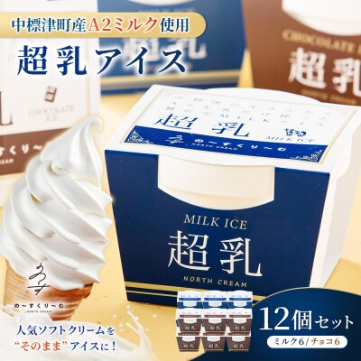 中標津町　超乳アイス(ミルク&チョコ)　140ml×12個セット　計1680ml