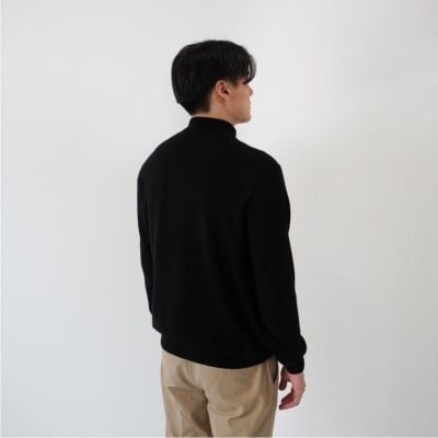 ベビーカシミヤ　フルジップ　メンズ　Lサイズ　【ブラック】【178003-3】