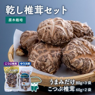 乾し椎茸セット360g【大分県新ブランドうまみだけ80g×3袋、こつぶ椎茸60g×2袋】