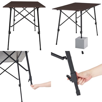 丸洗いアジャスタテーブル L アウトドアやBBQで役立ち、丸洗い可でお手入れも楽々!73551001