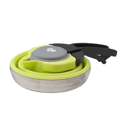 たためるシリコンケトル 1L 直火調理可能でアウトドアなど持ち運びも楽々。　81210305