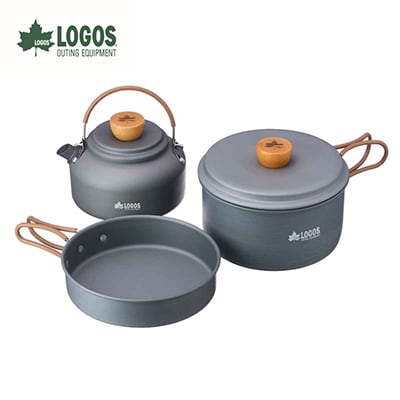LOGOS クッカー&ケトルセット キャンプなど、アウトドアで便利な調理器具セット　81210212