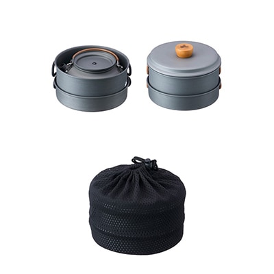 LOGOS クッカー&ケトルセット キャンプなど、アウトドアで便利な調理器具セット　81210212