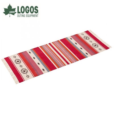 LOGOS コットンラグ (240×90cm)レッド 雰囲気あるアウトドアシーンに 71809756