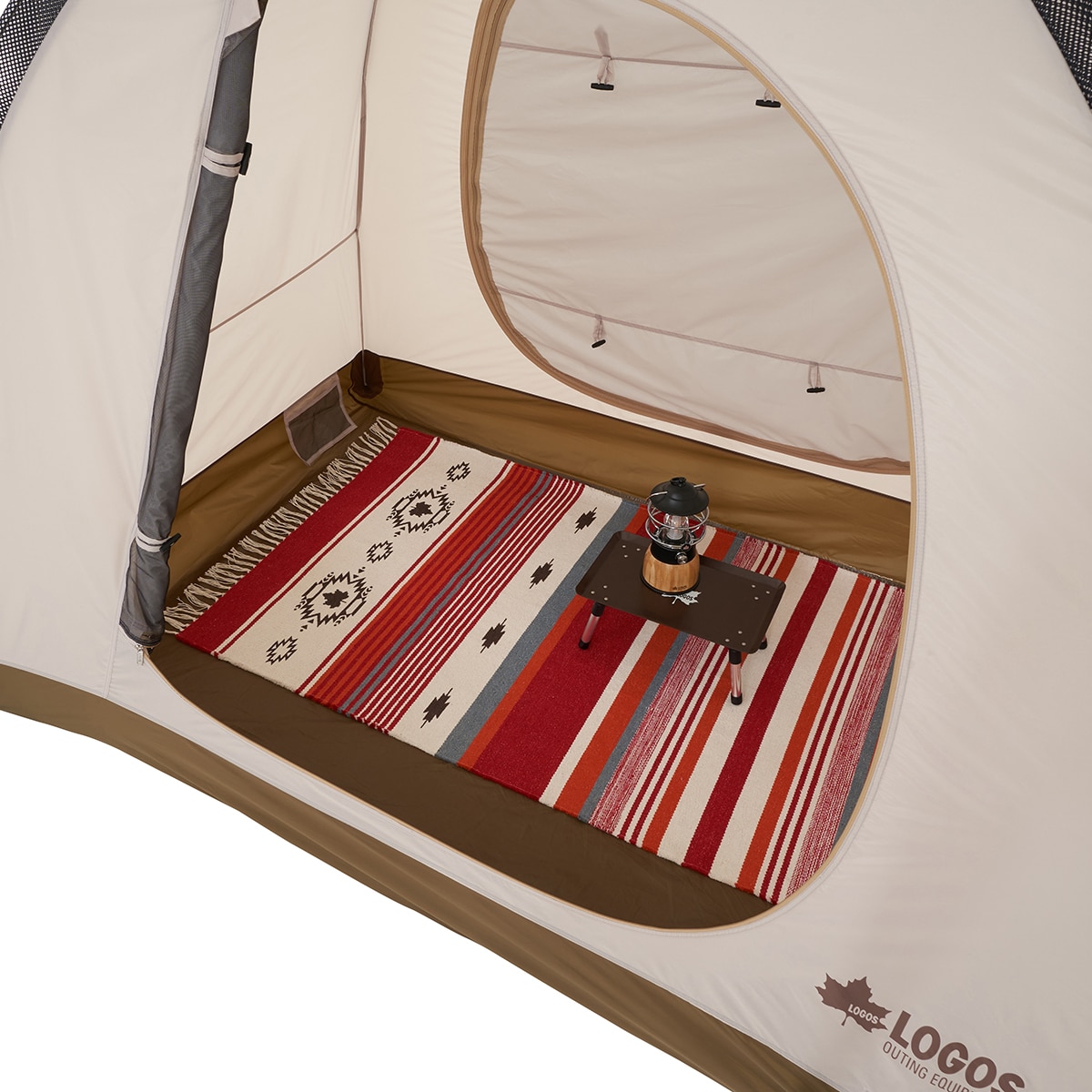 LOGOS コットンラグ (240×90cm)レッド 雰囲気あるアウトドアシーンに 71809756