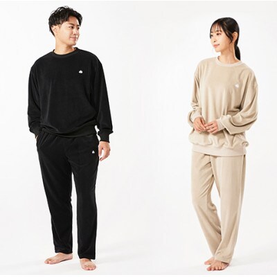 LBL リカバリーウエア ベロア上下セット Lサイズ リカバリースウェット+パンツ ブラック