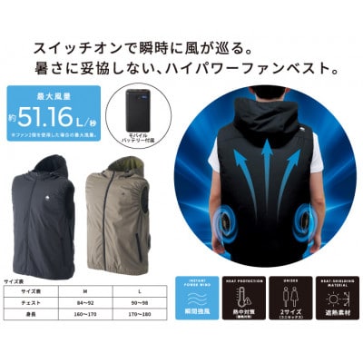 LOGOS 野電クールファンベスト　オリーブM　暑さ対策でアウトドアシーンを快適に　34406383