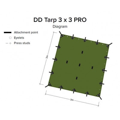 タープ3×3PROオリーブグリーン　DD Hammocks JAPAN