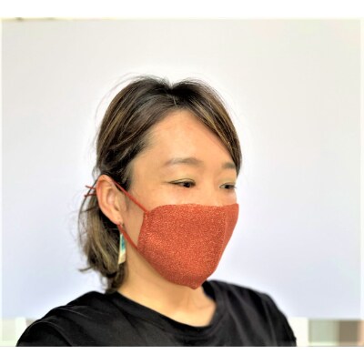 Xibu(シーブ)金銀糸×柿渋染めマスク【カラー:朱赤】【サイズ:M】
