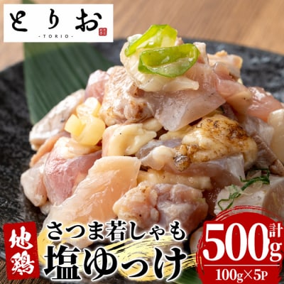 鹿児島県産!味付き 鳥刺し 塩ゆっけ 500g(100g×5)  冷凍 小分け 国産 地鶏