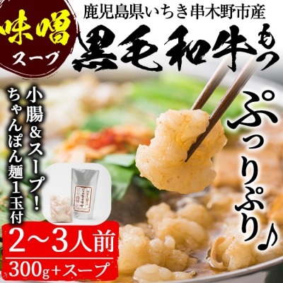 鹿児島県産!黒毛和牛<味噌>もつ鍋セット(2～3人前)