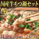 【さとふる限定】国産牛もつ鍋 醤油味2人前×2セット(計4人前)〆はマルゴめん米粉麺(大刀洗町)