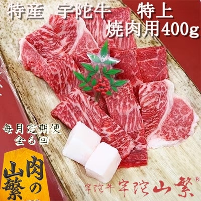 【毎月定期便】名産品 認定 宇陀牛(黒毛和牛) 特上焼肉 400g キャンプにオススメ全6回