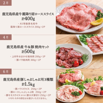 情熱牧場 鹿児島県産お肉の定期便 トライアルコース(全6回)