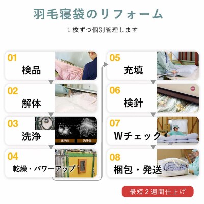 洗える 寝袋 【打ち直し】 使っていない布団を再利用 羽毛布団 肌掛け シングル 羽毛布団→寝袋3枚