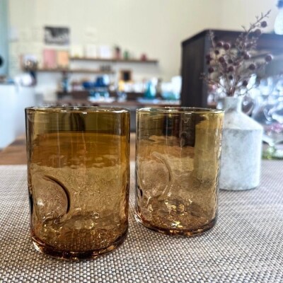 おやゆびグラス(アンバー)小2個セット