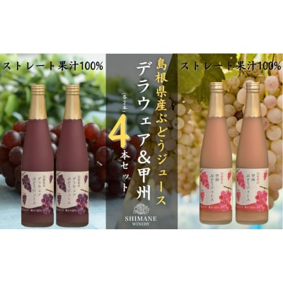 100%ぶどうジュースデラウェア&甲州　4本セット(各2本)