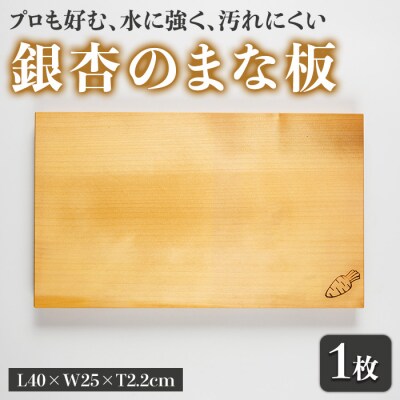 銀杏のまな板 耐水加工 (L40×W25×T2.2cm)