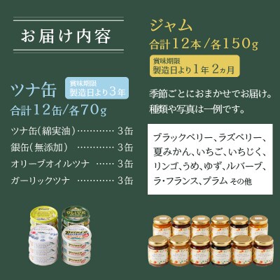 朝の彩り 手造り 無添加 ジャム 12本 ツナ缶 12缶(a30-214)