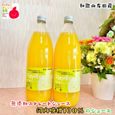 【数量限定】河内晩柑100%のジュース(無添加ストレート)　1,000ml×2本セット