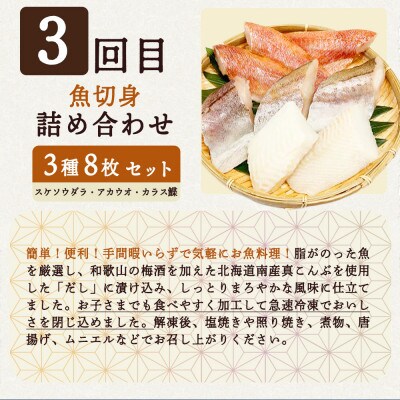【毎月定期便】海鮮セットG(銀鮭切身・サバフィレ・3種切身)全3回