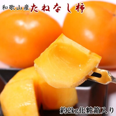 【秋の味覚】和歌山産たねなし柿約2kg  化粧箱入り(2L～4Lサイズ)【広川町】