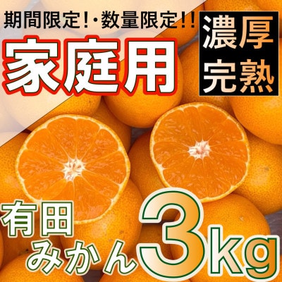 北真農園　有田みかん 家庭用 3kg　濃厚完熟　お試しサイズ　ORYY推奨