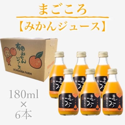 【まごころ搾りたて】有田みかんジュース100% 180ml 6本