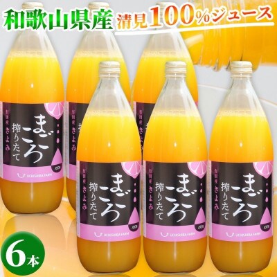 【まごころ搾りたて】清見　100%ジュース　1000ml　6本