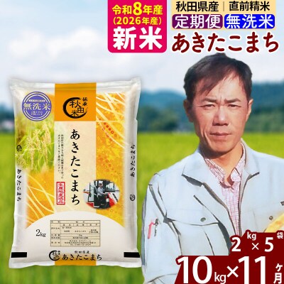 新米 令和8年産 《定期便11ヶ月》秋田県産 あきたこまち10kg【無洗米】|msrf-32811