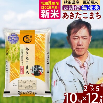 新米 令和8年産 《定期便12ヶ月》秋田県産 あきたこまち10kg【無洗米】|msrf-32812