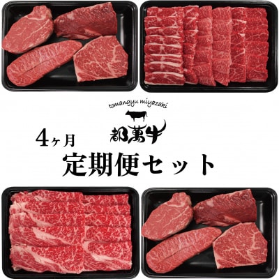 都萬牛【4回定期便】黒毛和牛(ステーキ焼肉すき焼きしゃぶしゃぶ)[2579]