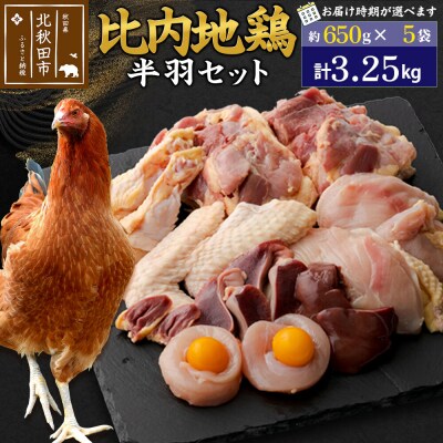 比内地鶏 鶏肉セット(半羽)650g×5袋《お届け時期選べる》|jaat-032001
