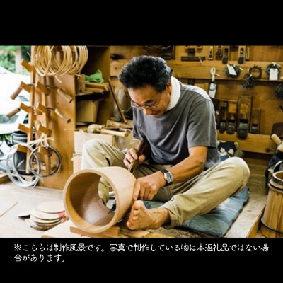 天然秋田杉 花手桶(竹タガ) 国産 職人手作り|odwa-00009