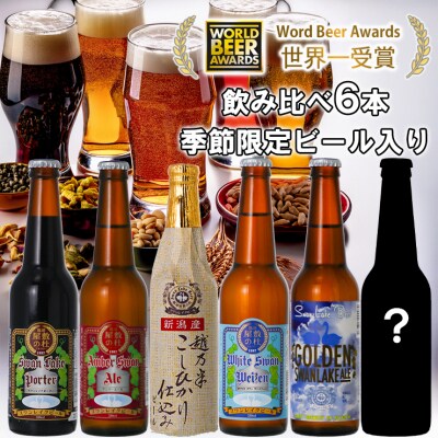 ビール スワンレイクビール 世界一金賞受賞入り&季節限定ビール入り飲み比べ6本セット 阿賀野市