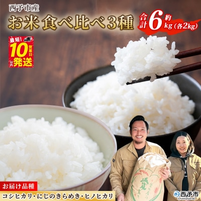 <令和8年産 お米 3種 約6kg(各2kg)>新米 コシヒカリ、にじのきらめき、ヒノヒカリ 