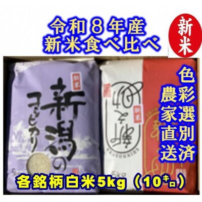 【令和8年産新米】 新潟県産 従来こしひかり&新之助 白米 食べ比べ 10kg(各5kg)