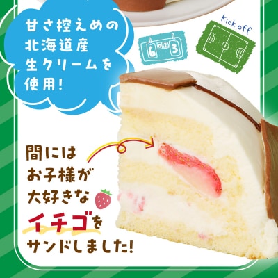 【いちごのバースデーケーキ】日時指定可　サッカーボールケーキ　[125L03]