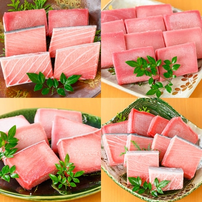 【4か月定期便】厳選!4種の天然まぐろを食べ比べ!