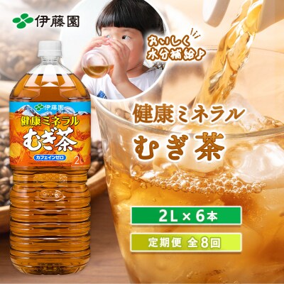 『定期便:全8回』健康ミネラルむぎ茶2L×6本