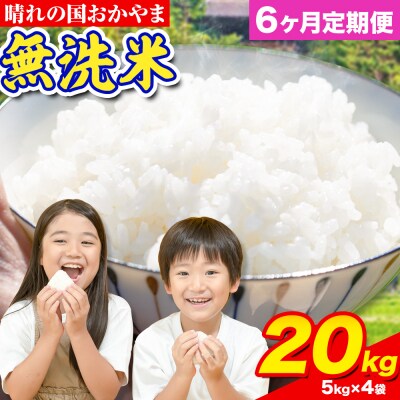 6ヶ月定期便 おかやま無洗米 20kg 米《お申し込み月の翌月から出荷開始》岡山県 笠岡市 無洗米